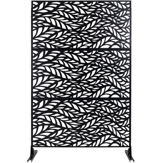 Outdoor & Indoor Privacy Screen Metal Privacy Screen, Freestanding Decorative Privacy Screen For Deck Balcony Patio - Black