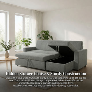 L - Shaped Convertible Sofa Bed With Storage Chaise