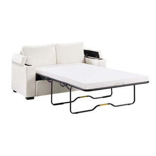 Pull Out Sofa Bed Loveseat With Twin Mattress, Cup Holders And Arm Storage
