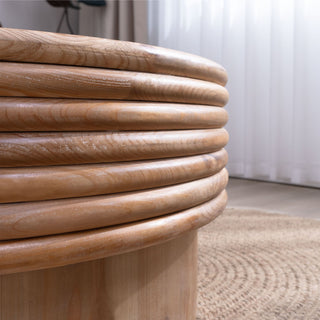 Round Wooden Coffee Table With Hidden Storage, Modern Rustic Centerpiece For Living Room - Multi / Natural / Rustic