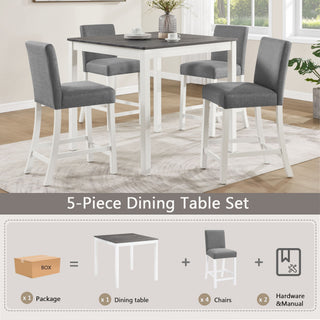 5 Piece Counter Height Table Set With 4 Chairs