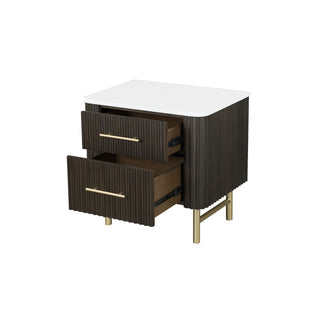Clayten - Nightstand - Espresso / White Marble