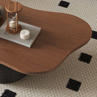 Cloud Coffee Table With 2 Drawers & Multi Layer Storage - Dark Walnut / Matt Black