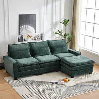 Modern Comfy L Shaped Sectional Sofa With Movable Ottoman