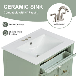 Bathroom Vanity With Sink, 3 Drawers & Cabinet With 2 Tier Door Storage Rack, Soft Close Doors & Drawers