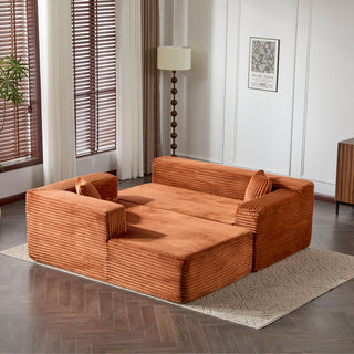 Compression Sectional Couch With Comfy Chaise, Boneless L Shape Sofa With Deep Seat