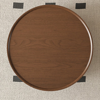 Round Coffee Table With Storage Drawer And Ball Feet - Walnut / Black