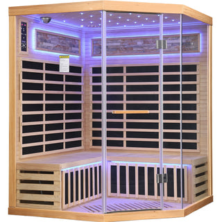 Pentagonal Sauna Room With Carbon Heating Plates - American White Oak