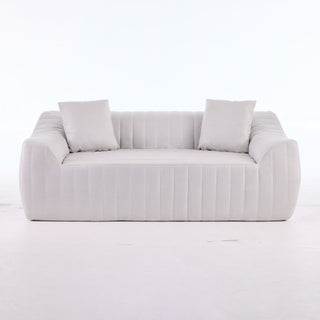 Oversized 2 Seater Loveseat With 2 Decor Throw Pillows, Deep Seat Sofa For Living Rooms