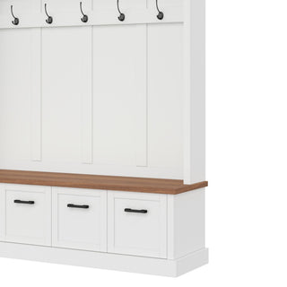Hall Tree With Storage Bench Mudroom Coat Rack With 6 Hooks