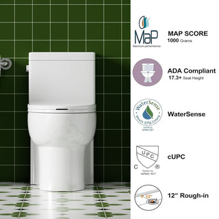 Gloss Tornado Flush 1 Piece Elongated Toilet With Siphonic Side Press, ADA Comfort Chair Height - Gloss White