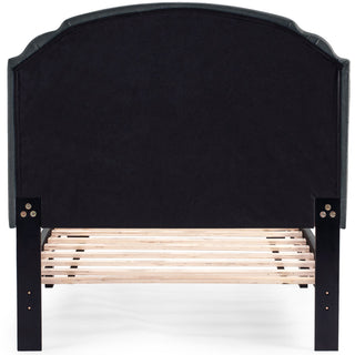 Button Tufted Bed With Nailhead Trim