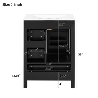 Bathroom Vanity With Sink, Soft-Close Doors, Double-Layer Shelf And 3 Drawers