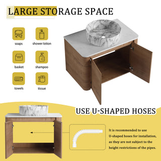 Wall Mounted Bathroom Vanity With Art Sink & 1 Soft Close Door