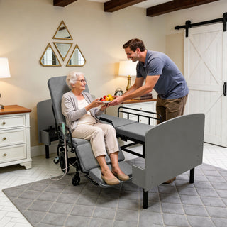 Dual Motor 3 In 1 Electric Nursing Bed Convertible To Wheelchair & Stretcher - Gray