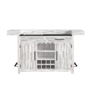 Rogen Rustic - Bar Table With Ice Tray, USB And Power - Rustic White