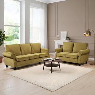 Loveseat Sofa With Nailhead Detail & Turned Legs, 2 Seater Upholstered Couch