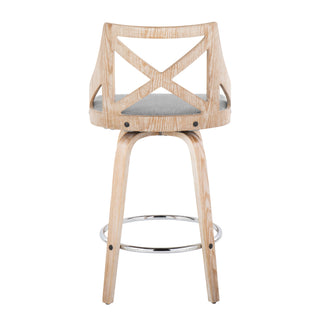Charlotte - Farmhouse Fixed Height Counter Stool With Swivel And Round Footrest (Set of 2)