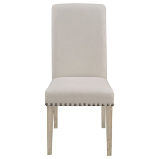 Upholstered Dining Chair With Rolled Edge Seat Back (Set of 2) - Beige