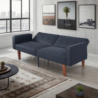 Convertible Futon Sofa Bed With Adjustable Split Back, Twin Size Sleeper Couch - Black