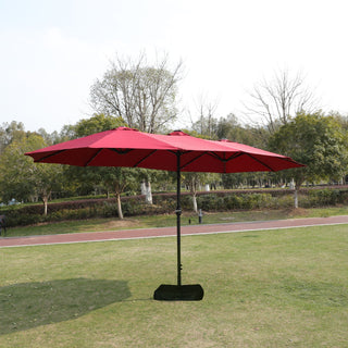 Double- Sided Outdoor Market Umbrella With Lights And Base