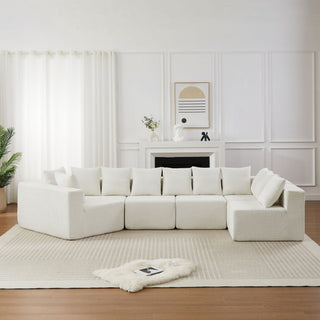 L - Shaped Modular Sofa With Deep Seat And 11 Pillows