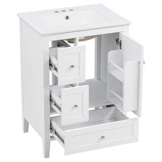 Modern Bathroom Vanity With Sink, Soft Close Drawers & Door, Storage Rack