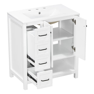 Bathroom Vanity With Sink Top, Bathroom Vanity Cabinet With 2 Doors And 2 Drawers, Open Shelf