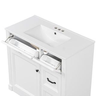 Modern Bathroom Vanity With Sink, 4 Drawers, Soft-Close Door, Adjustable Shelf