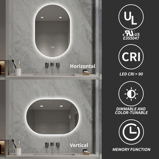 Smart Wall Mounted LED Touch Screen Mirror With Anti-Fog Function And Adjustable Lighting
