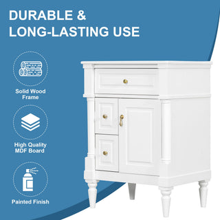 Freestanding Bathroom Vanity With Sink, Adjustable Shelf & Flip Drawer