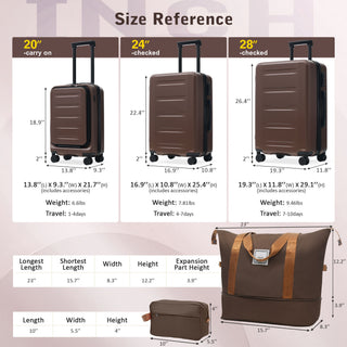 Hardside Luggage Set 5 Piece With Front Opening