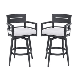 Outdoor Swivel Bar Chairs, 360 Degree Rotation, Ergonomic Backrest (Set of 2)