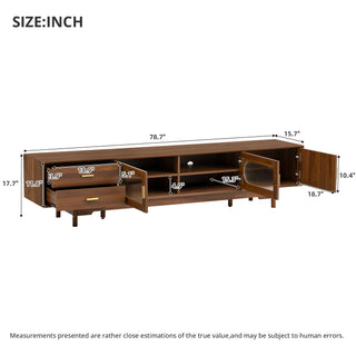 Modern TV Stand With Fluted Glass Doors & 2 Drawers