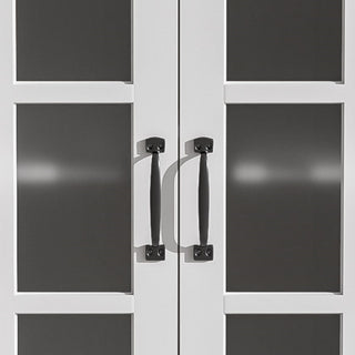 Modern Bathroom Vanity With Ceramic Sink, Tempered Blurred Glass Doors