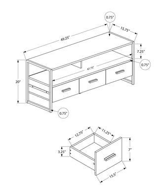 TV Stand, Console, Media Entertainment Center, Storage Drawers, Modern