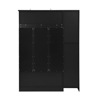 Tall Hall Tree With Shoe Storage, 4 In 1 Entryway Bench With 6 Cabinets, 4 Coat Hooks & Adjustable Shelf For Hallway - Black