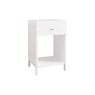 Nightstand With Drawer And Open Shelf, Scalloped Edge Bedside Table