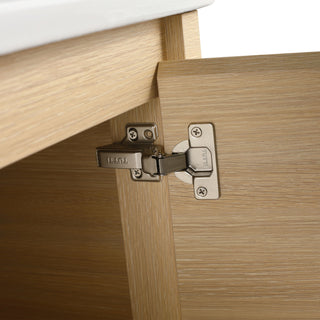 Wall Mounted Bathroom Vanity & Sink, Storage Shelves & Soft Close Door