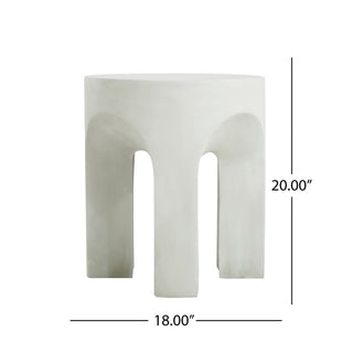Outdoor Round Top Side Table / End Table, Living Room Accent Table - Antique White