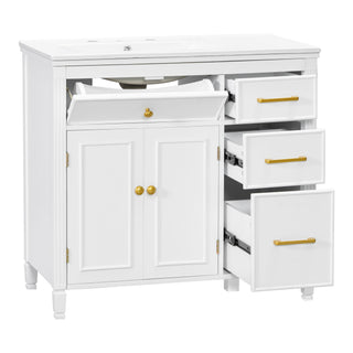 Bathroom Vanity With Sink Top, 3 Soft Closing Drawers