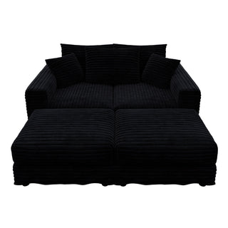 Convertible Deep Seat Sofa With Soft Pillows And Ottomans