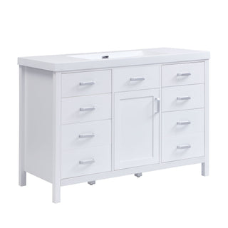 47.25" Modern Bathroom Vanity With Sink, Soft Close Single Door & 6 Drawers - White