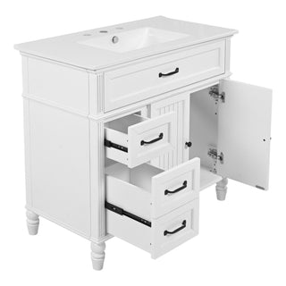Bathroom Vanity With Sink, 2 Doors 2 Drawers, Freestanding Design
