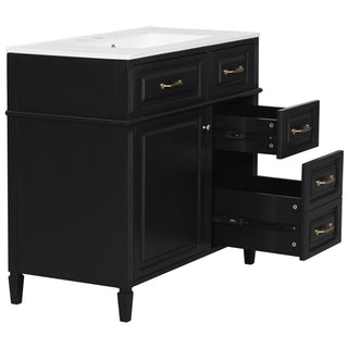 Modern Bathroom Vanity With Sink Top, Flip Drawer Design