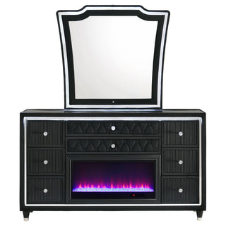 Mika - 8 Drawer LED Dresser And Mirror Set - Black