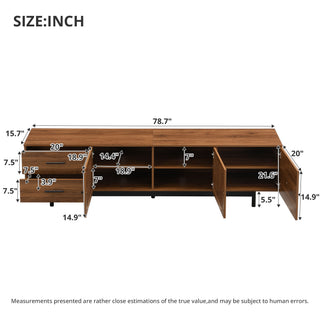 TV Stand, Media Console With 2 Drawers, Soft Closing Hinges, Adjustable Shelves - Walnut