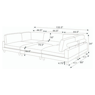 Modern Modular Sectional With Adjustable Back Support
