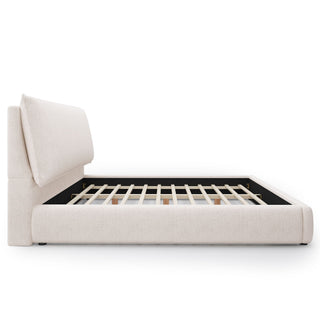 Upholstered Platform Bed Frame With Oversized Plush Pillow Headboard