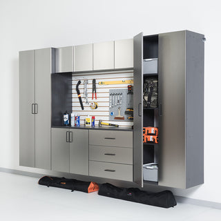 Astro Series - Wall Mounted Base, Drawer Storage Cabinet With Soft Closing Features - Metallic Gray